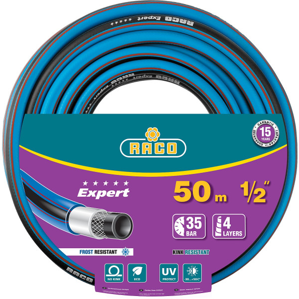RACO EXPERT, 1/2″, 50 м, 35 атм, четырёхслойный, армированный, поливочный шланг (40302-1/2-50)
