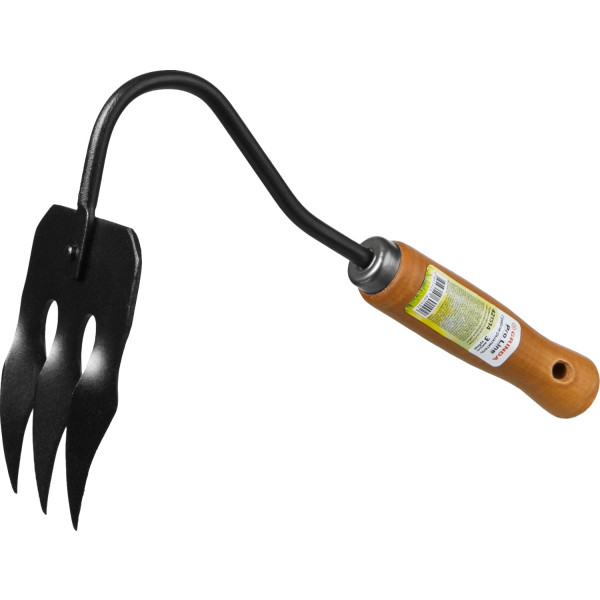 GRINDA ProLine 120х86х265 мм, 3-х зубые, деревянная ручка, грабли-рыхлитель (421514)