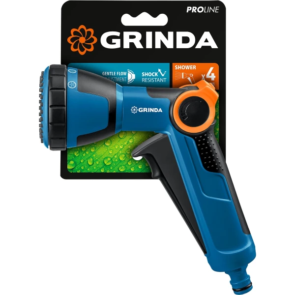 GRINDA X-S, с регулятором напора, душевой, 4 режима, курок спереди, двухкомпонентный, поливочный пистолет, PROLine (429165)