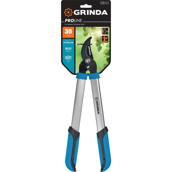 GRINDA PL-460, длина 460 мм, лезвия из высокоуглеродистой закаленной стали, алюминиевые рукоятки, малый плоскостной сучкорез, PROLine (424518)