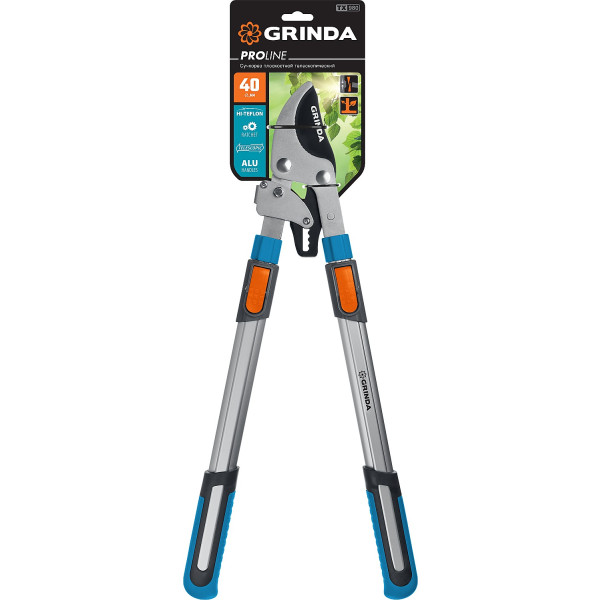 GRINDA TX-980, 645 - 885 мм, высокоуглеродистая сталь, закаленные лезвия, храповый механизм, телескопический, плоскостной сучкорез, PROLine (424515)