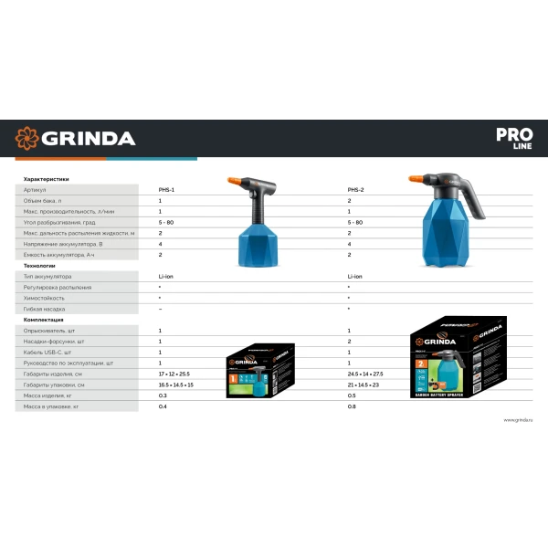 GRINDA 2 л, аккумуляторный опрыскиватель, PROLine (PHS-2) - фото 7