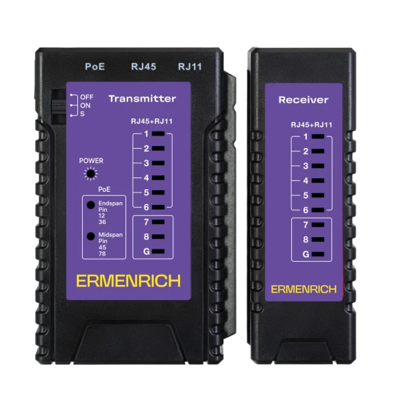 Кабельный тестер Ermenrich NetGeeks NP10, фиолетовый