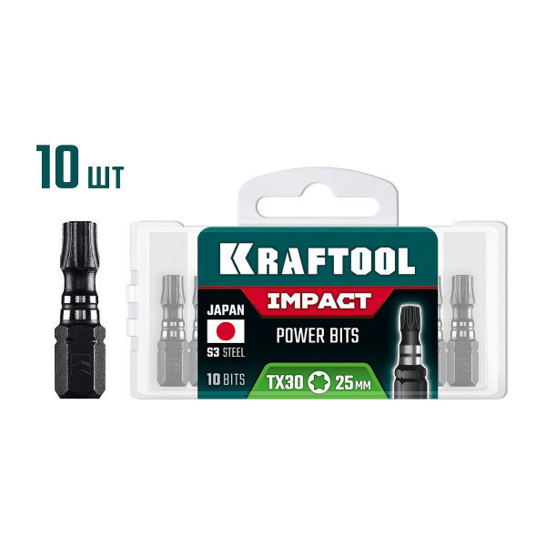 KRAFTOOL Impact TX 30, 25 мм, 10 шт, ударные биты (26195-30-25-S10)