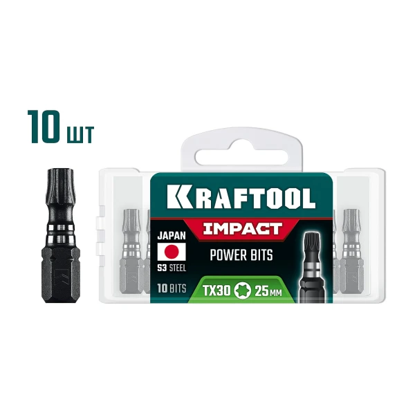 KRAFTOOL Impact TX 30, 25 мм, 10 шт, ударные биты (26195-30-25-S10)