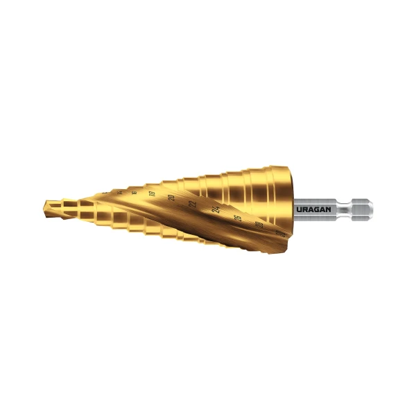 URAGAN 6-52мм, 12 ступеней, винтовая спираль, сверло ступенчатое(29658-6-52-12) - Фото 5