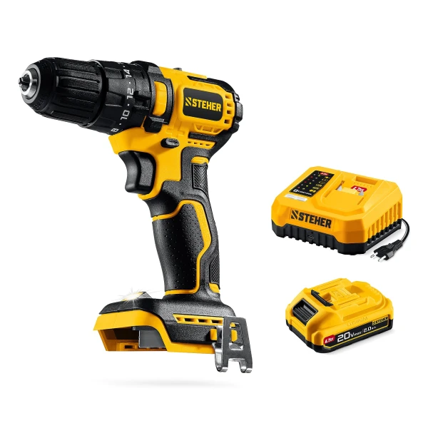 STEHER 20 В, 65 Н·м, 2 АКБ LMS (2 А·ч), бесщеточная дрель-шуруповерт, сумка (CB-65-22) - Фото 9