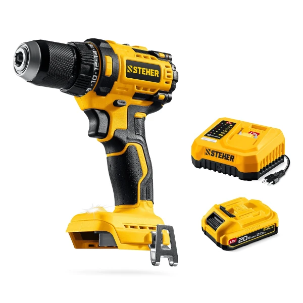 STEHER 20 В, 40 Н·м, 1 АКБ LMS (2 А·ч), дрель-шуруповерт (CD-40-21) - Фото 7