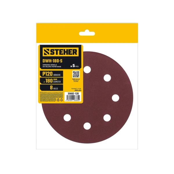 STEHER GIRAFFE T-285 мм, Р80, шлифовальный треугольник на липучке, 12 отв., 5 шт. (35683-080) - Фото 3