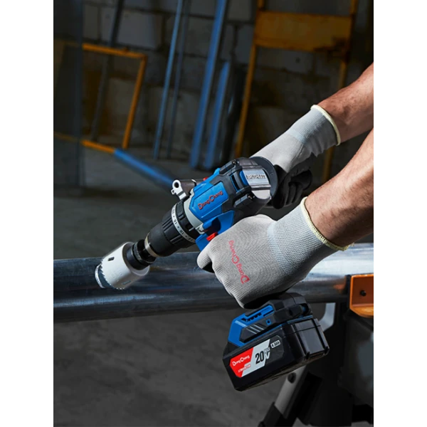 Аккумуляторная ударная дрель-шуруповерт DongCheng DCJZ03-13(TYPE EM), 20 В, 120 Нм, 2 акб 4 Ач, зу 2 А