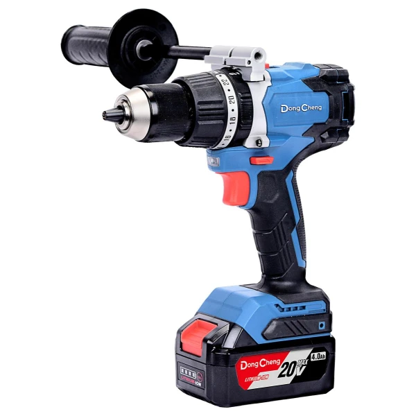 Аккумуляторная ударная дрель-шуруповерт DongCheng DCJZ03-13(TYPE EM), 20 В, 120 Нм, 2 акб 4 Ач, зу 2 А