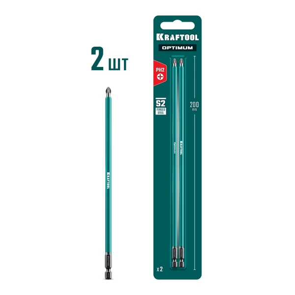 KRAFTOOL OPTIMUM PH 2, 200 мм, 2 шт, биты (26122-2-200-2)