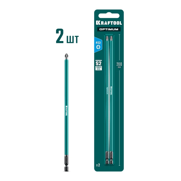 KRAFTOOL OPTIMUM PZ 2, 200 мм, 2 шт, биты (26124-2-200-2)