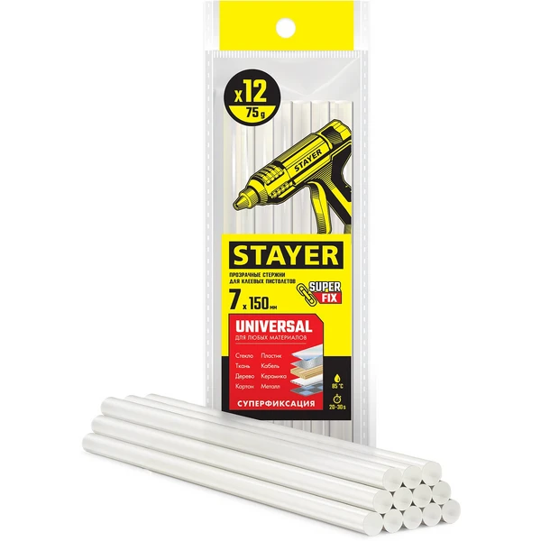 STAYER Cristal, 11 х 200 мм, 12 шт, прозрачные, универсальные клеевые стержни Professional (0682-12) - Фото 8
