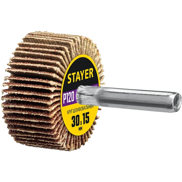 STAYER d 80 x 40 мм, P100, на шпильке d 6 мм, круг шлифовальный лепестковый (36609-100) - Фото 6