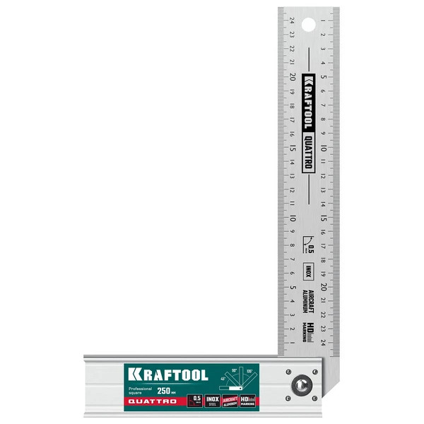 KRAFTOOL QUATTRO, 250 мм, 4 положения, складной столярный угольник (3444)