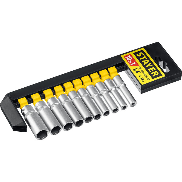 STAYER RSS 10SD, 10 предм., (1/4″), набор торцовых головок (27759-H10)