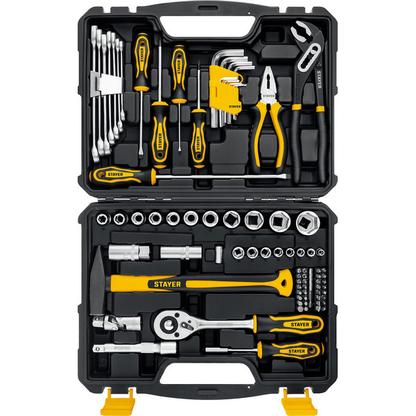 STAYER UNIVERSAL 83, 83 предм., (1/2″+ 1/4″), универсальный набор инструмента, Professional (27710-H83)