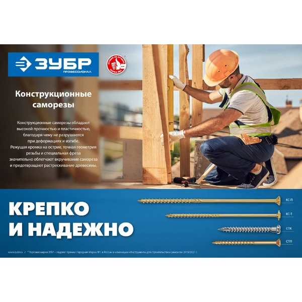 ЗУБР СПК, 35 х 5 мм, TX20, цинк, 250 шт, саморез для перфорированного крепежа, Профессионал (30061-50-35) - фото 4