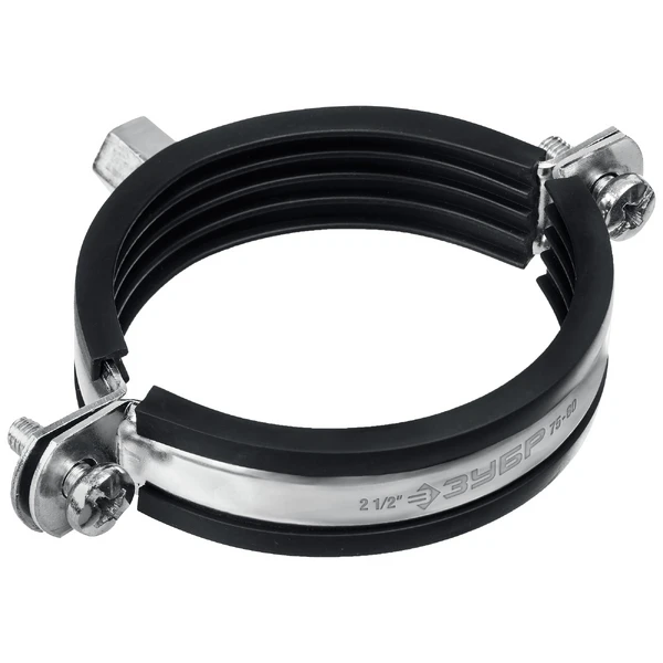 ЗУБР 2 1/2″, М8/М10, цинк, 10 шт, трубный хомут с гайкой (37880-75-80)