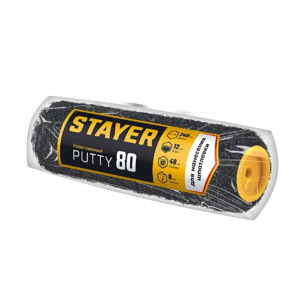 STAYER PUTTY 80 мм, 240 мм, 8 мм ручка, ролик для шпатлевки, PROFESSIONAL (02642-24) - фото 2