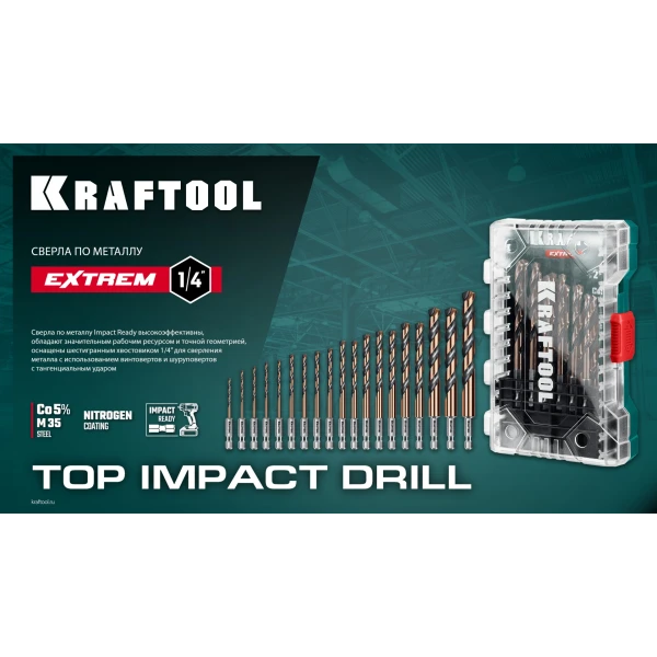 KRAFTOOL НЕХ-1/4″, d 3,0 х 72 мм, сверло по металлу для винтовёртов и шуруповертов IMPACT READY (29652-3) - фото 7