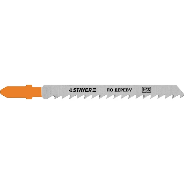 STAYER T101D, T-хвост., HCS сталь, по дереву/ДСП/ДВП, шаг зуба 4 мм (6TPI), раб. длина 75 мм, 2 шт, полотна для лобзика, Professional (15990-4)