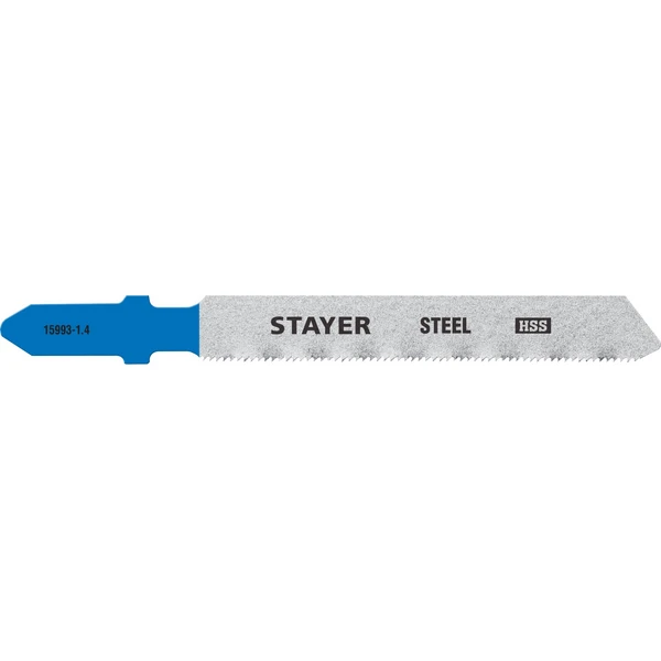 STAYER T118A, 2 шт, 50 мм / 1.2 мм, T-хвост., HSS сталь, по металлу толщиной 1.5-2 мм, полотна для лобзика, Professional (15993-1.4)