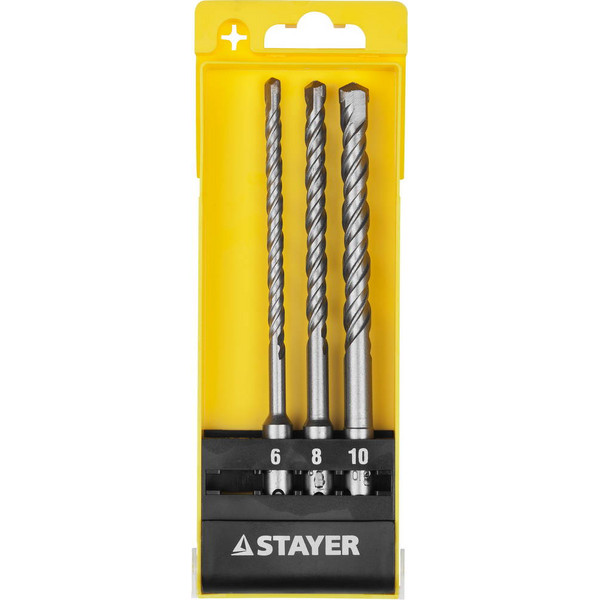 STAYER 3 шт: 6 x 160, 8 x 160, 10 x 160 мм, набор SDS-plus буров (29250-H3)