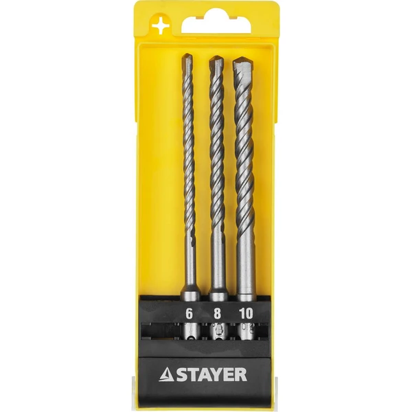 STAYER 3 шт: 6 x 160, 8 x 160, 10 x 160 мм, набор SDS-plus буров (29250-H3)