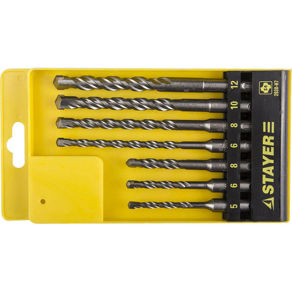 STAYER 7 шт: 5/6/8+R[-36]C:RCx110. 6/8/10/12х160 мм, набор SDS-plus буров, Professional (2930-H7)