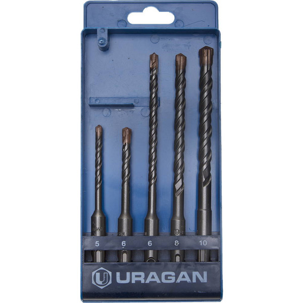URAGAN 5 шт: 5 х 110, 6 х 110, 6 х 160, 8 х 160, 10 х 160 мм, набор SDS-plus буров (901-25554-H5)