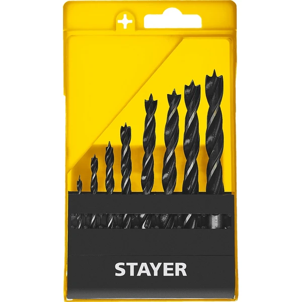STAYER M-type, 8 шт: 3-4-5-6-7-8-9-10 мм, набор спиральных сверл по дереву (2942-H8)