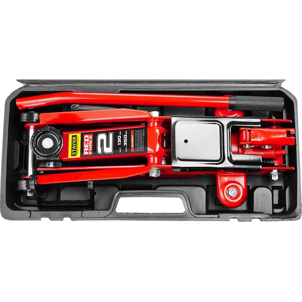 STAYER R-28 RED FORCE, в кейсе, 2 т, 130 - 350 мм, подкатной домкрат для легковых а/м, Professional (43153-2-K) - фото 9