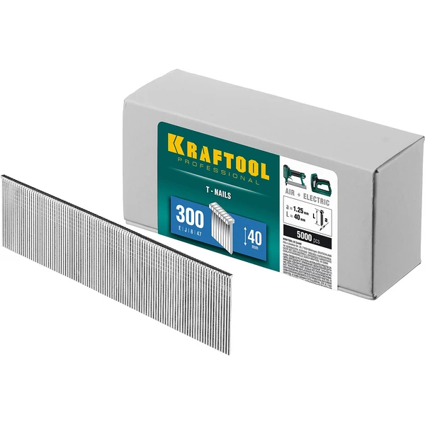 KRAFTOOL тип 18GA (47/300/F) 40 мм, 5000 шт, гвозди для нейлера (31785-40)