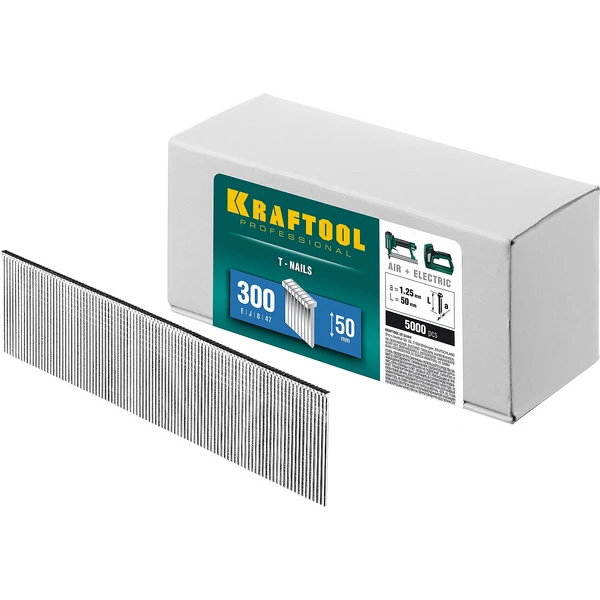 KRAFTOOL тип 18GA (47/300/F) 50 мм, 5000 шт, гвозди для нейлера (31785-50)