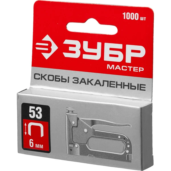 ЗУБР тип 53 (A/10/JT21) 6 мм, 1000 шт, калибр 23GA, скобы для степлера (31625-06) - фото 2
