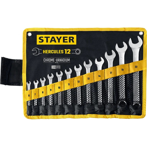 STAYER HERCULES, 12 шт, 6 - 22 мм, набор комбинированных гаечных ключей, Professional (27081-H12)
