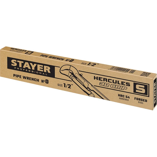 STAYER Hercules-S, №0, 1/2″, 240 мм, трубный ключ с изогнутыми губками, Professional (27311-0) - фото 2