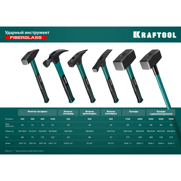 KRAFTOOL Fiberglass, 1000 г, слесарный молоток (2007-10) - фото 7