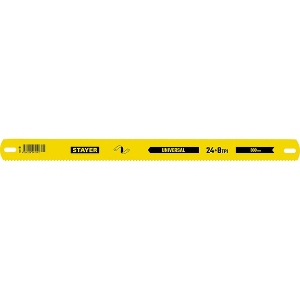 STAYER Universal, 8 + 24 TPI, 25 х 300 мм, 1 шт, коробка 50 шт, универсальное двустороннее широкое полотно по дереву и металлу (1591)