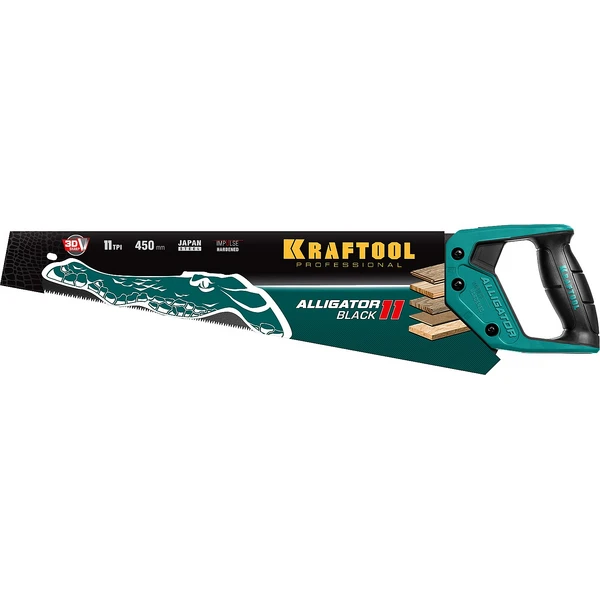 KRAFTOOL Alligator Black 11, 450 мм, ножовка для точного реза (15205-45) - фото 2