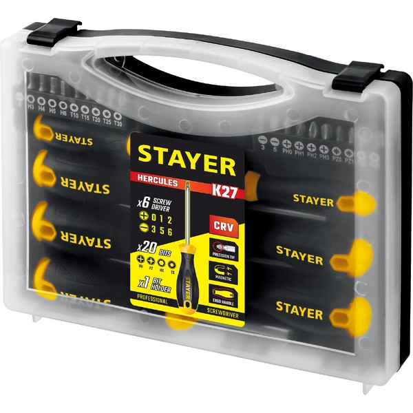 STAYER Hercules-K27, 27 предм., набор отверток с насадками (25827)