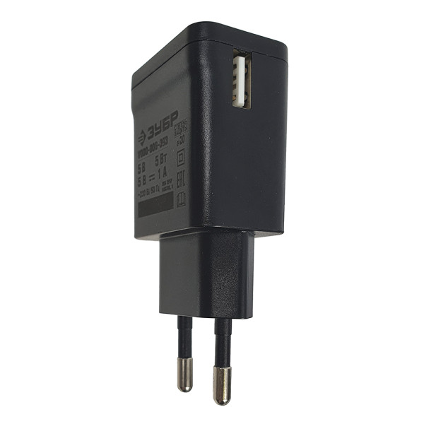 Сетевое зарядное устройство Зубр V000-006-093 1xUSB 5V 1A (V000-006-093)