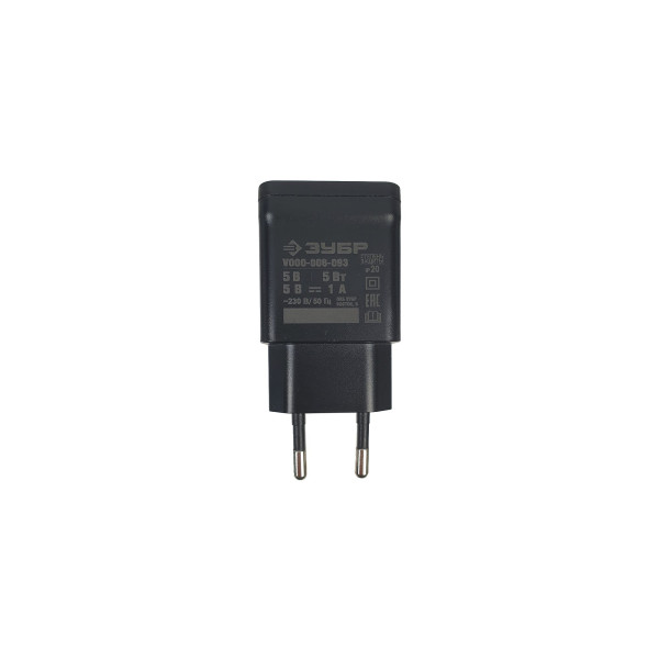 Сетевое зарядное устройство Зубр V000-006-093 1xUSB 5V 1A (V000-006-093)